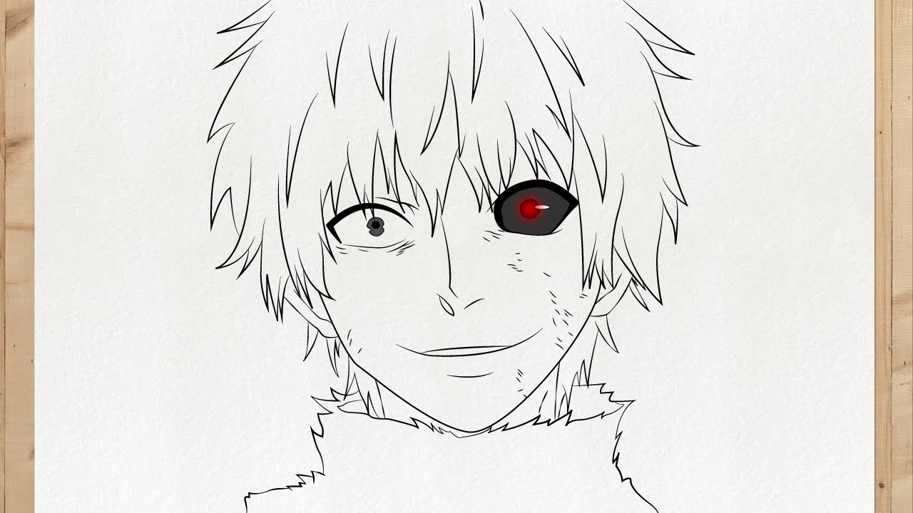 How to draw KEN KANEKI KAKUJA (Tokyo Ghoul) - step by step, slowly and EASY for beginners