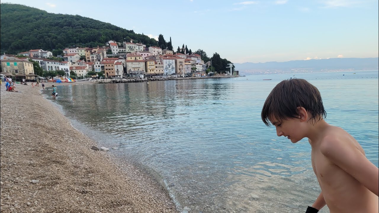 Hilltop town of Moscenice and seaside town of Lovran in Istria Croatia