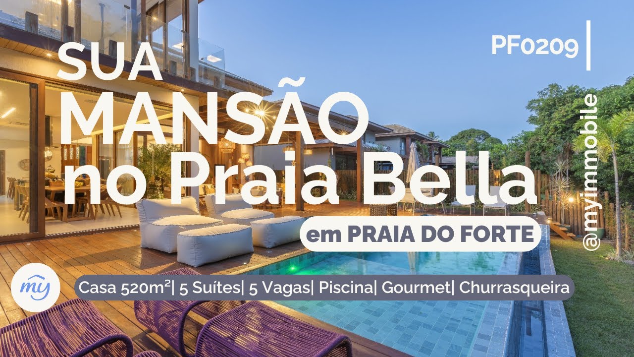 Praia do Forte| Praia Bella| Casa 520m²| 5 Suítes| 5 Vagas| Mobiliada| Piscina| APP Fundo