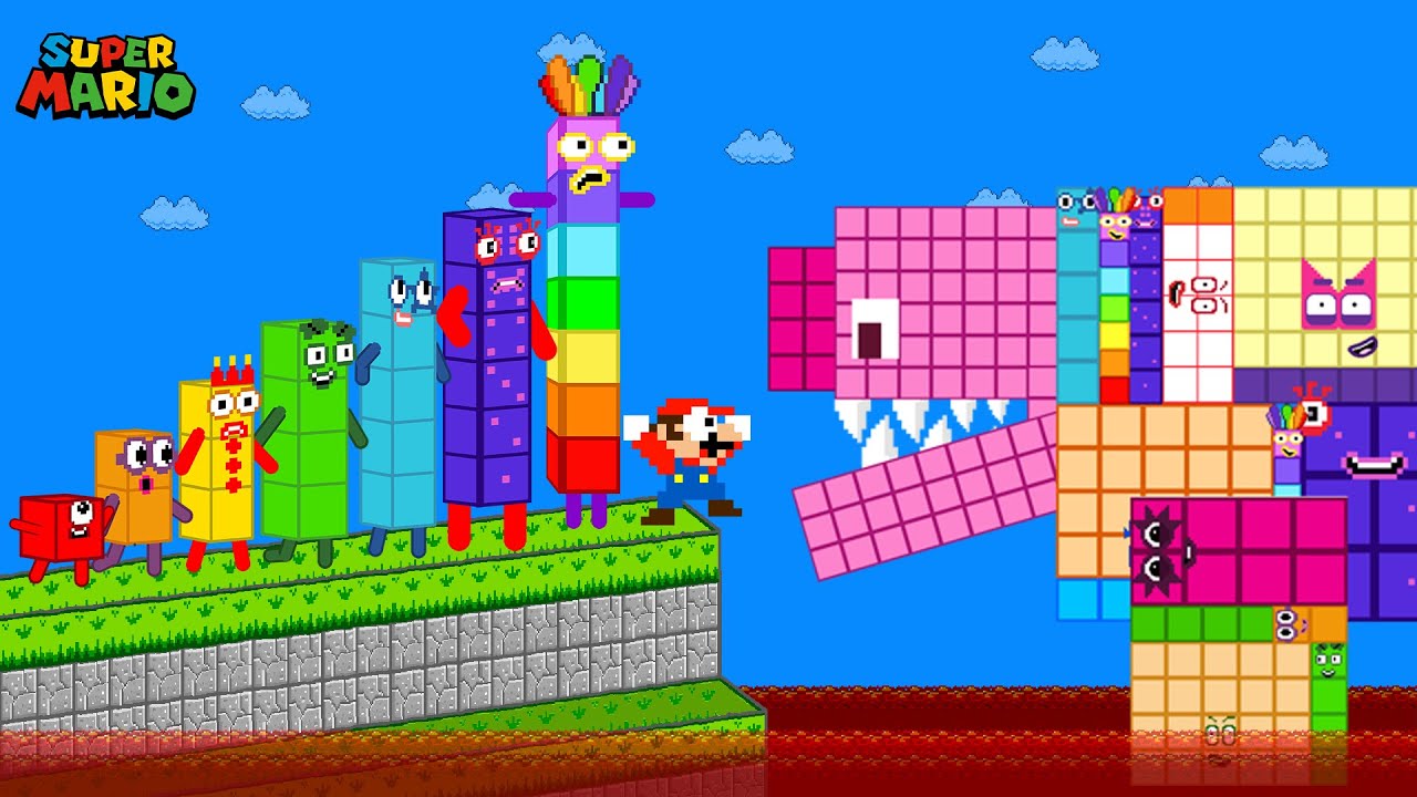 Number 1 to 7 x Mario vs the Giant Block in Maze Level Up | 1 to 1,000,000