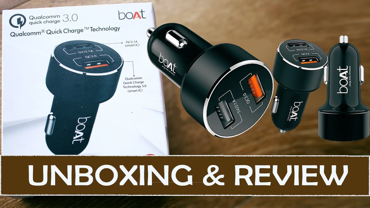 BoAt 3 Amp Qualcomm 3.0 Turbo Car Charger  (Black, With USB Cable) | Mobile fast/Quick charging