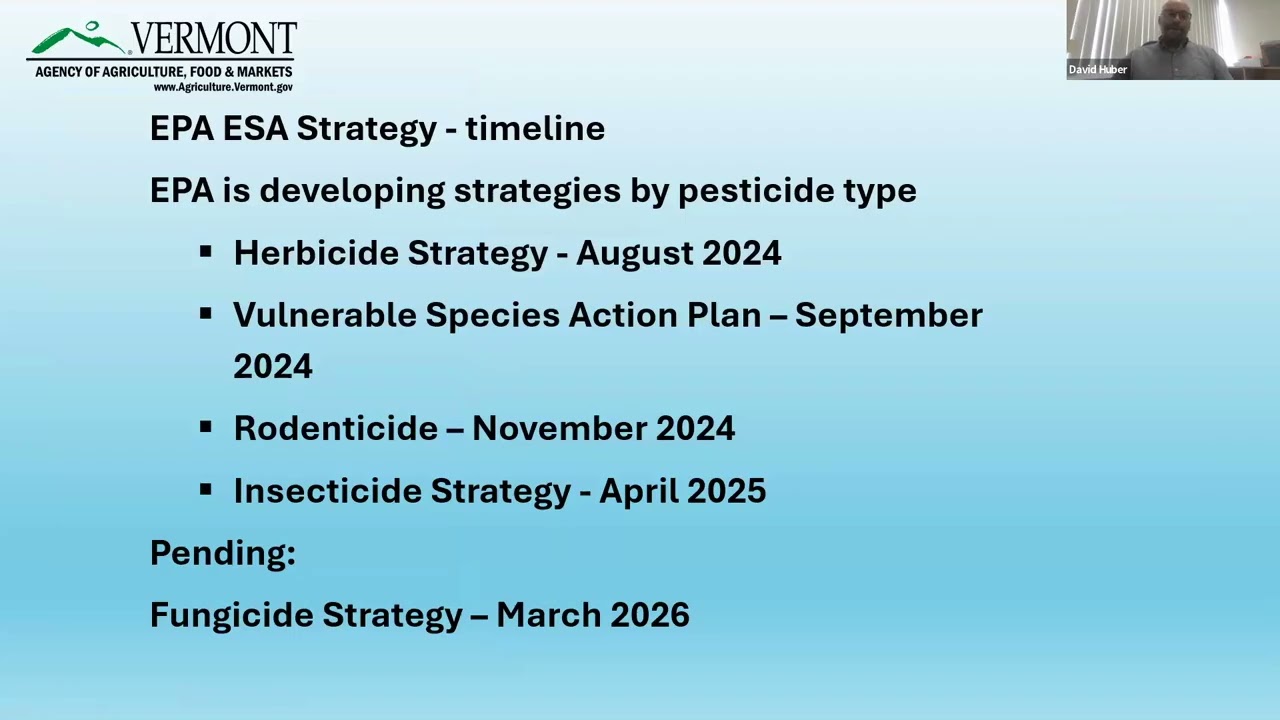 USEPA Endangered Species Act Strategies and Pesticide Use