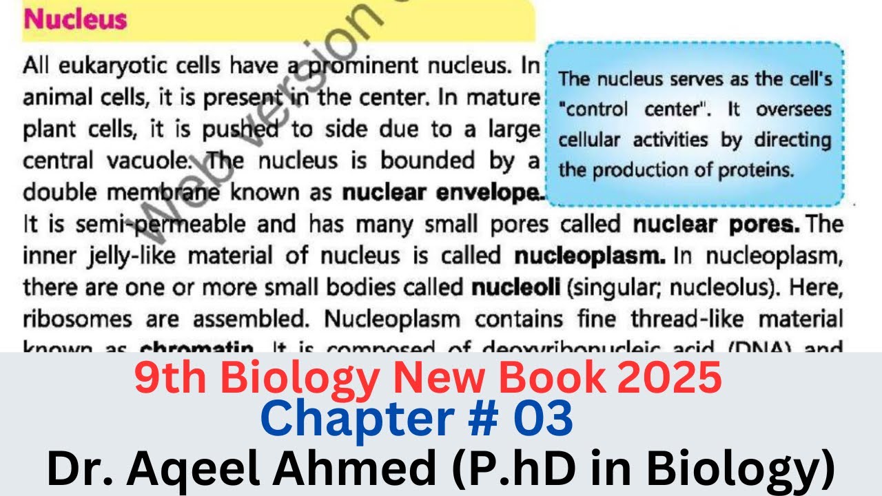 9th class new book Biology Chapter 03 Structure Of Cell | Biology Ch 03 Nucleus And Cytoskeleton