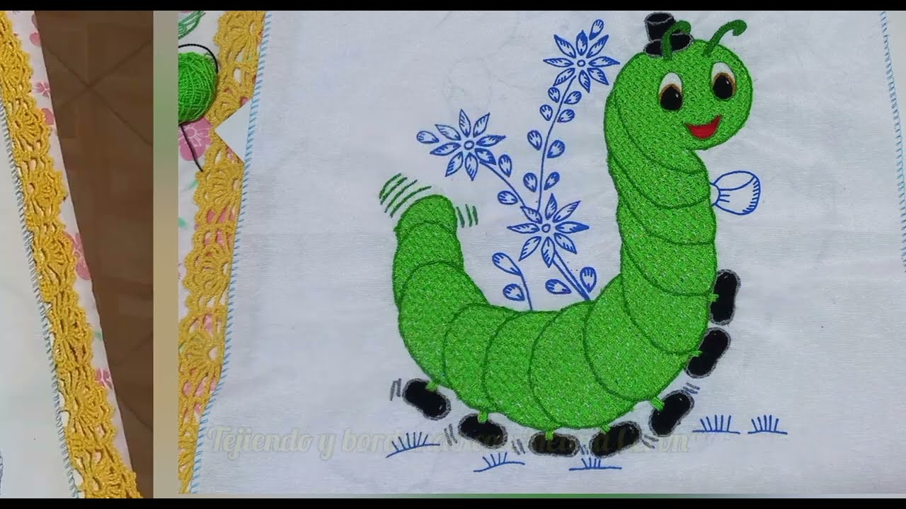 Bordado gusano cuerpo/Hand embroidery/Tejiendo y bordando con Melina Cerón