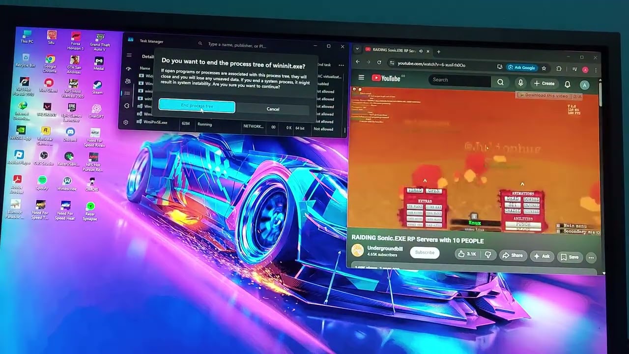 Raiding Sonic.exe RP servers with 10 people has bsod
