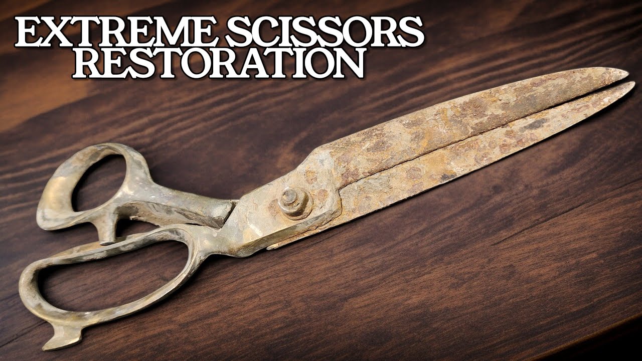Restoring a Huge Rusty Tailor Scissors | Extreme Clothes Cutting Scissors Restoration