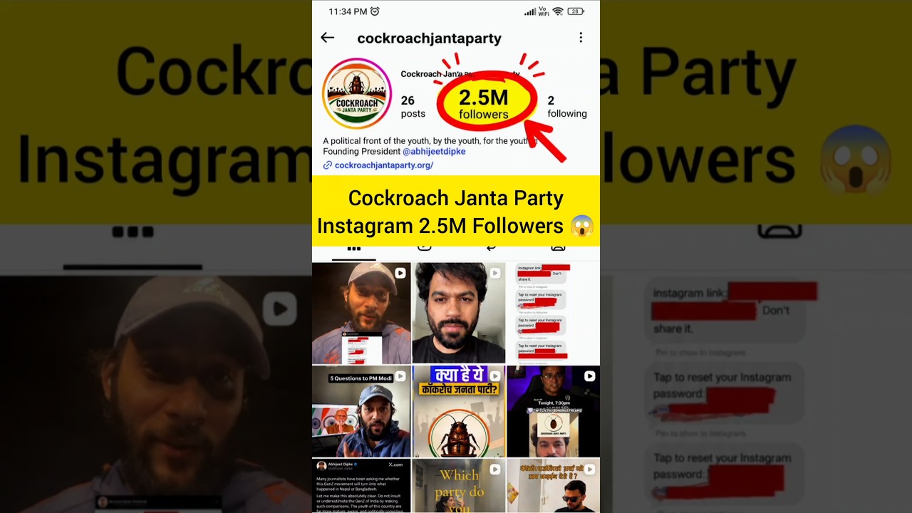 Cockroach Janta Party Instagram 2.5M Followers 😱 | GEN-Z Power 🔥 #cockroachjantaparty #genzpower
