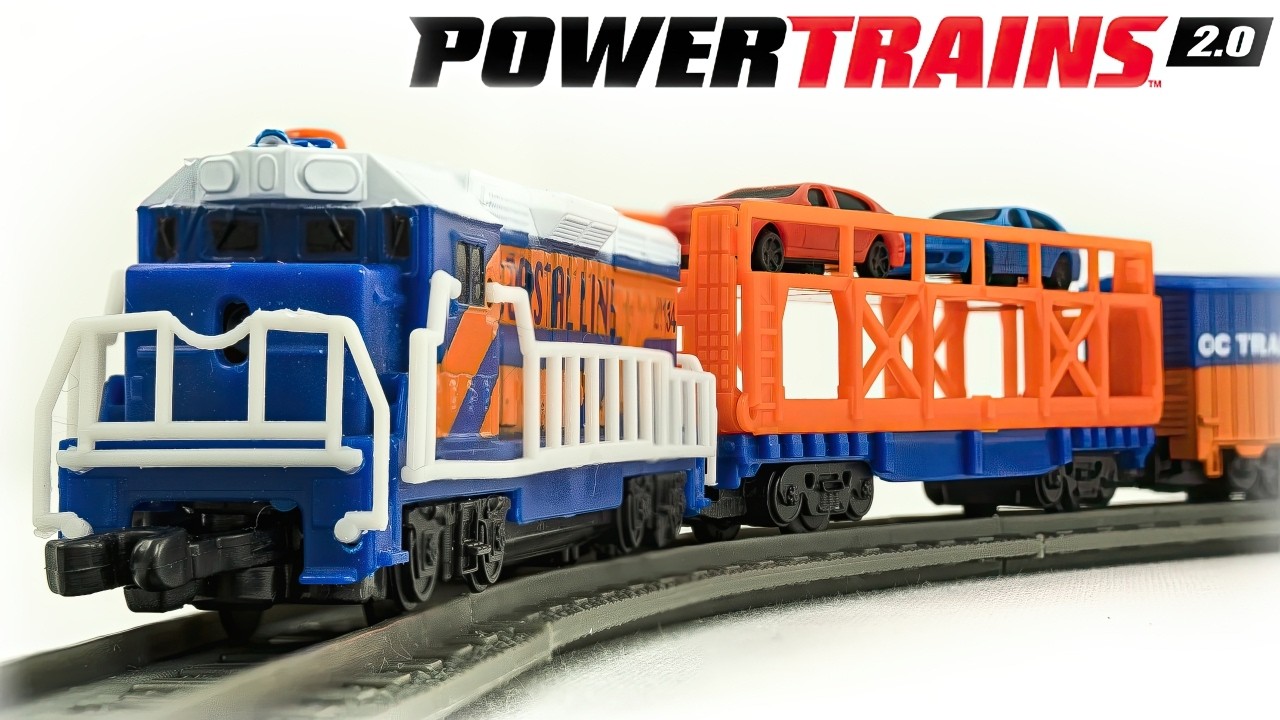 PowerTrains 2.0 Car Carrier Pack and Car Carrier Motorized Train Locomotive Unboxing