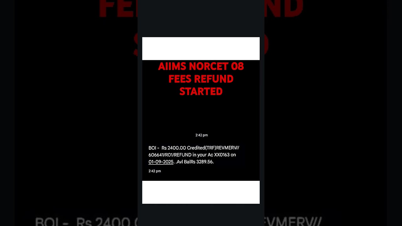 AIIMS NORCET FEES REFUND STATUS