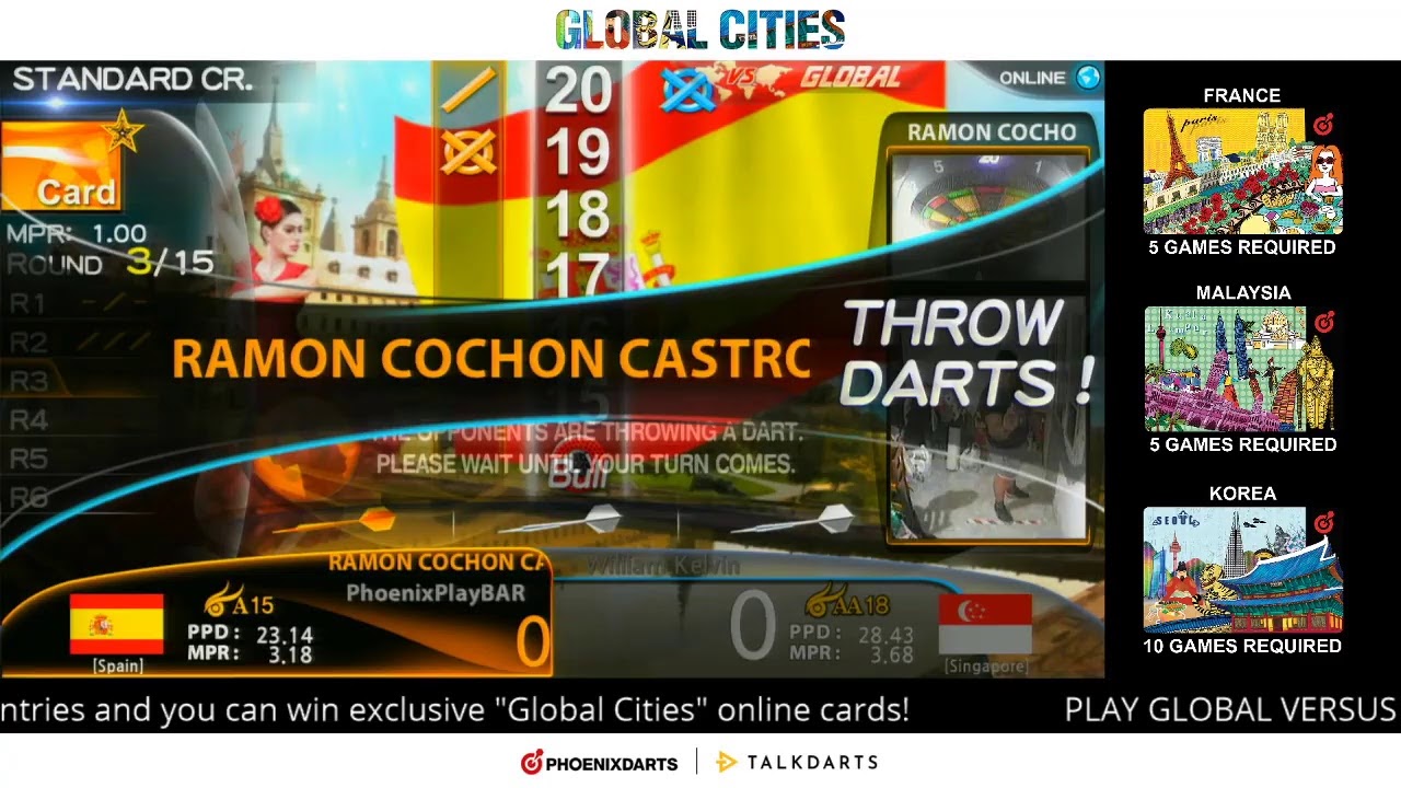 Come play some casual darts with Talkdarts & complete GLOBAL CITIES at the same time!
