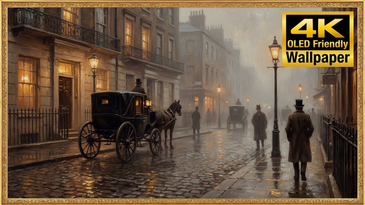 Frame TV Art 4K - Victorian London Street - Gaslight