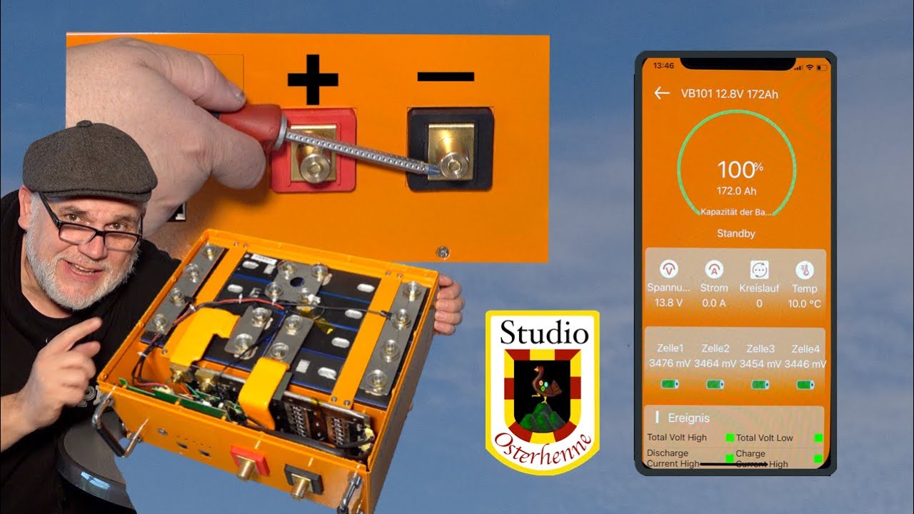 Neuer LiFePO4 Akku 172 Ah mit integriertem Hauptschalter sowie App mit Sicherheitssoftware