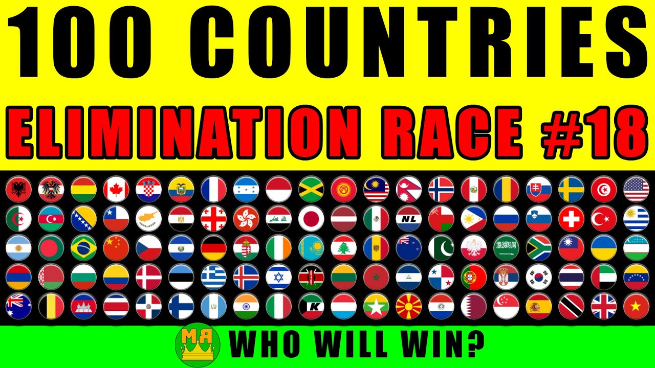 100 Countries Elimination Marble Race in Algodoo #18 \ Marble Race King