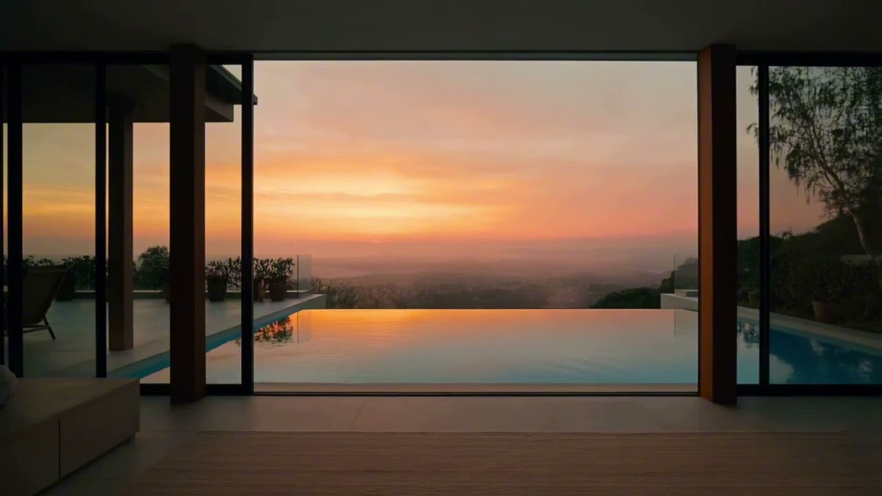 Luxury House Sunset View | Relaxing Poolside Ambience for Deep Sleep