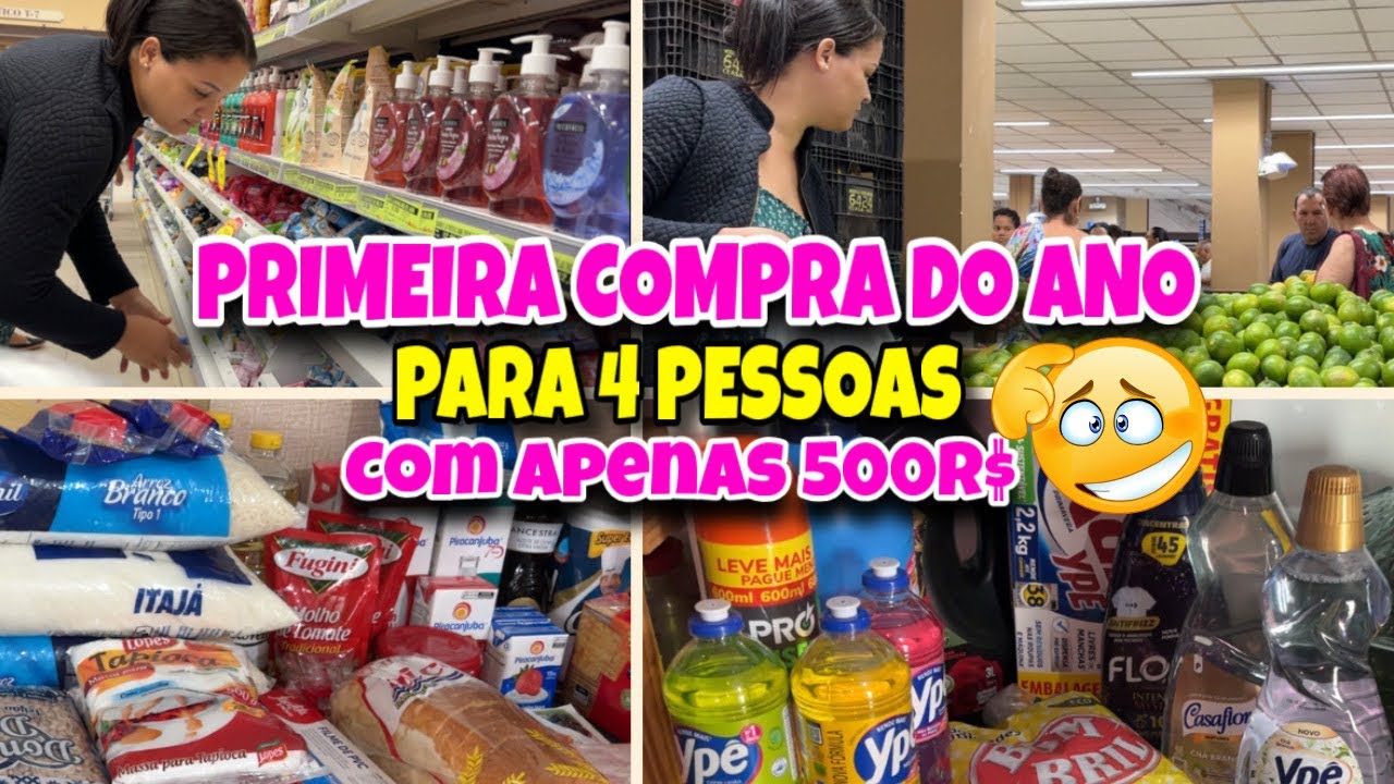 COMPRA DO MÊS COM 500 REAIS 🛒 | Mercado para 4 Pessoas em 2026 | Valeu a Pena?