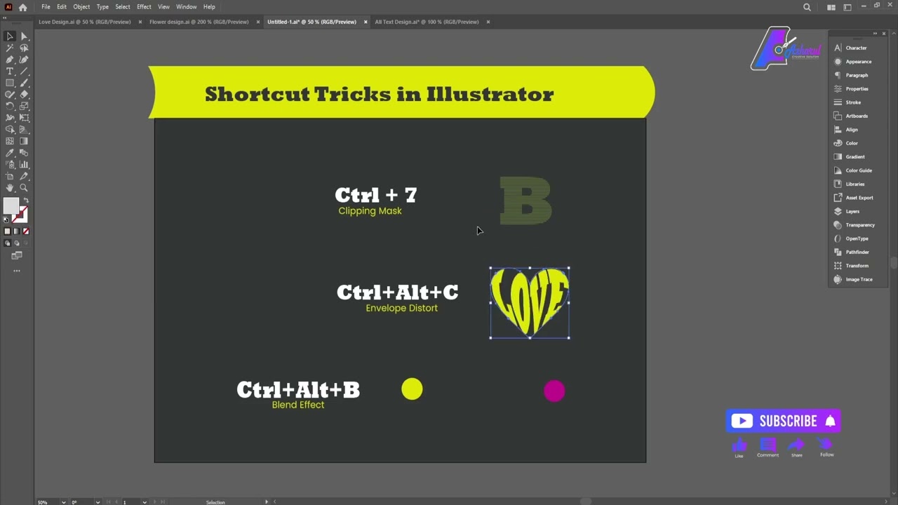 👉Shorcut Tricks In Adobe Illustrator । Adobe Illustrator Tutorial