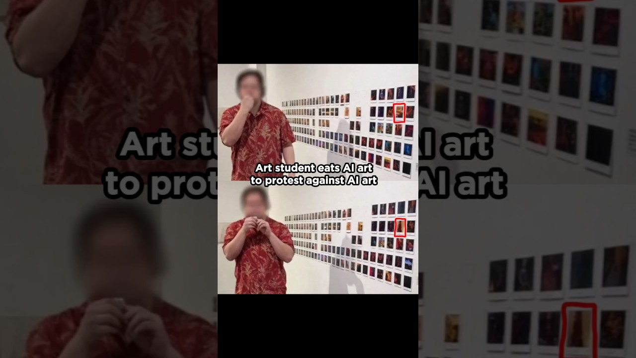 Art Student Eats AI Art in Protest #art #artstudent #peacefulprotest  #creativeresistance