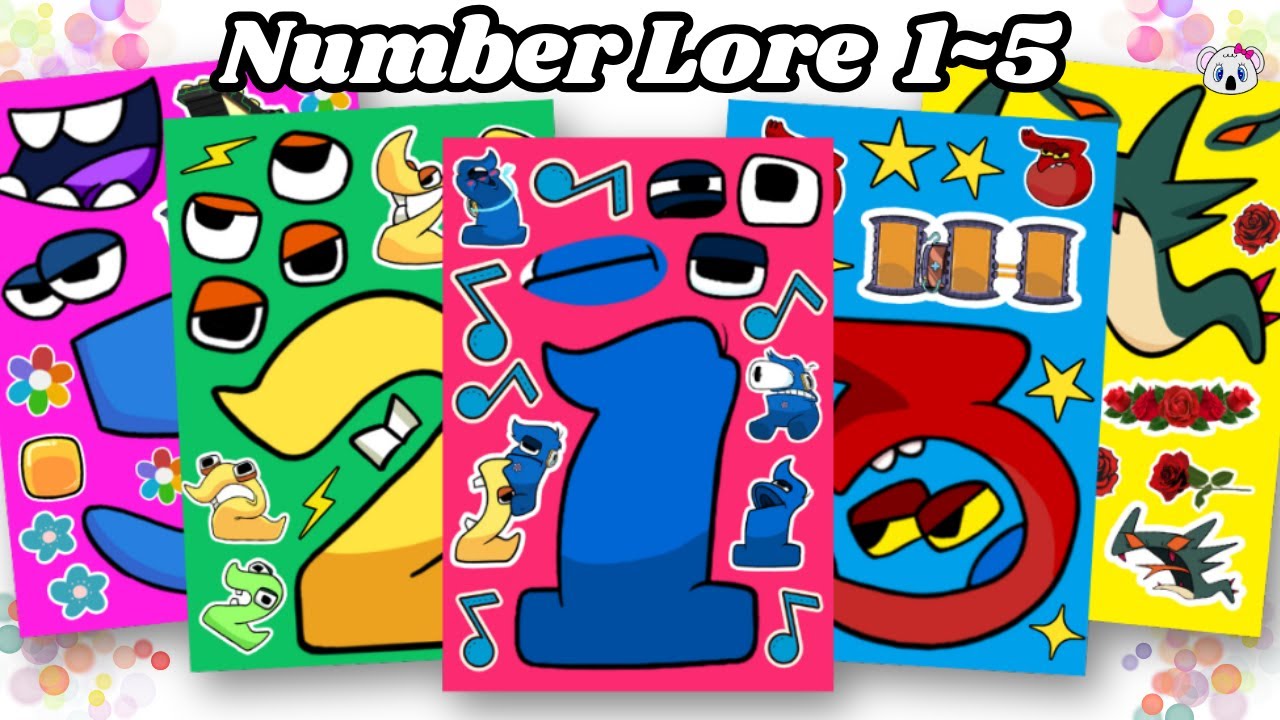 Number Lore 1~5 Sticker Book | 넘버로어 1~5 스티커 붙이기 | ASMR💙💛♥💚🩵