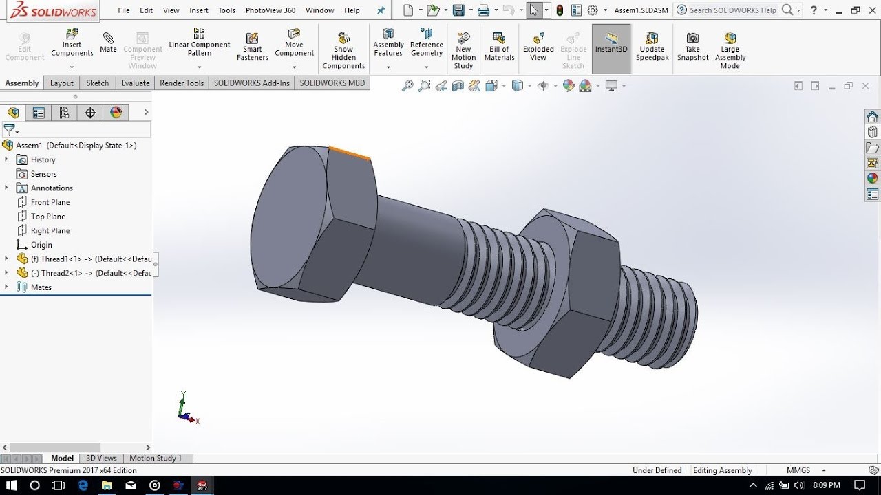 How to Design M10 Nut & Bolt in SolidWorks