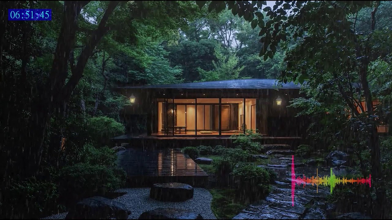 Deep Sleep Therapy with Heavy Rain and Soft Thunder for Deep Night Relaxation Therapy