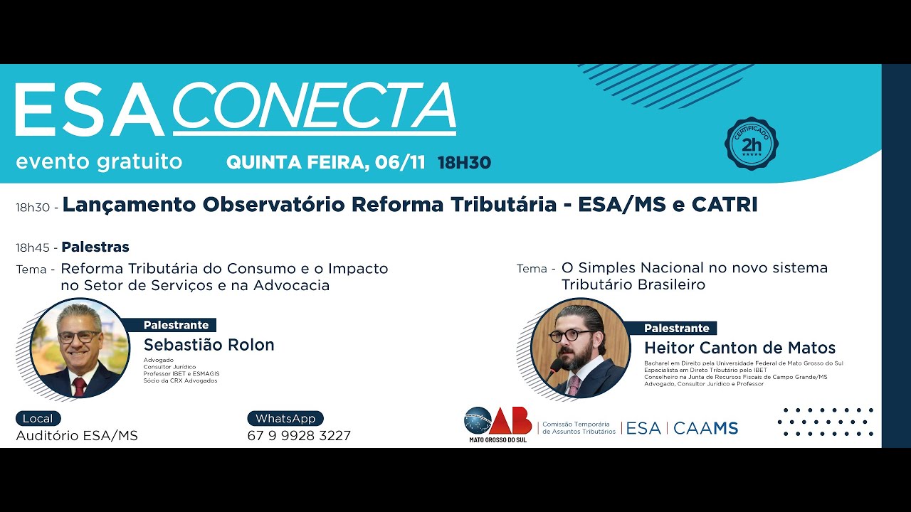 ESA Conecta | Lançamento do Observatório da Reforma Tributária