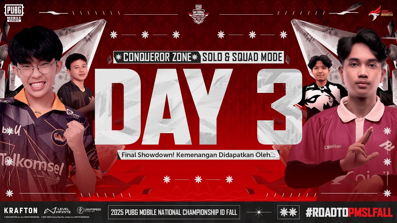 [🔴 LIVE] PUBG MOBILE NATIONAL CHAMPIONSHIP ID FALL 2025 | CONQUEROR ZONE - SOLO & SQUAD MODE | DAY 3