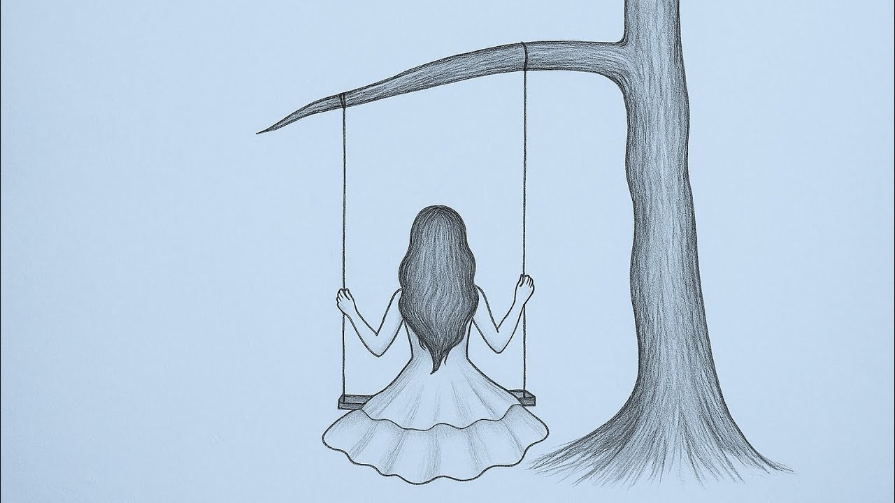“How to Draw a Girl on a Swing – Easy Step-by-Step Drawing”