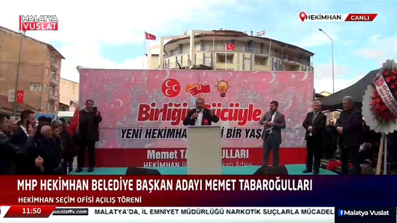 #CANLI MHP HEKİMHAN BELEDİYE BAŞKAN ADAYI MEMET TABAROĞULLARI SEÇİM OFİSİ AÇILIŞ TÖRENİ 16.11.2023