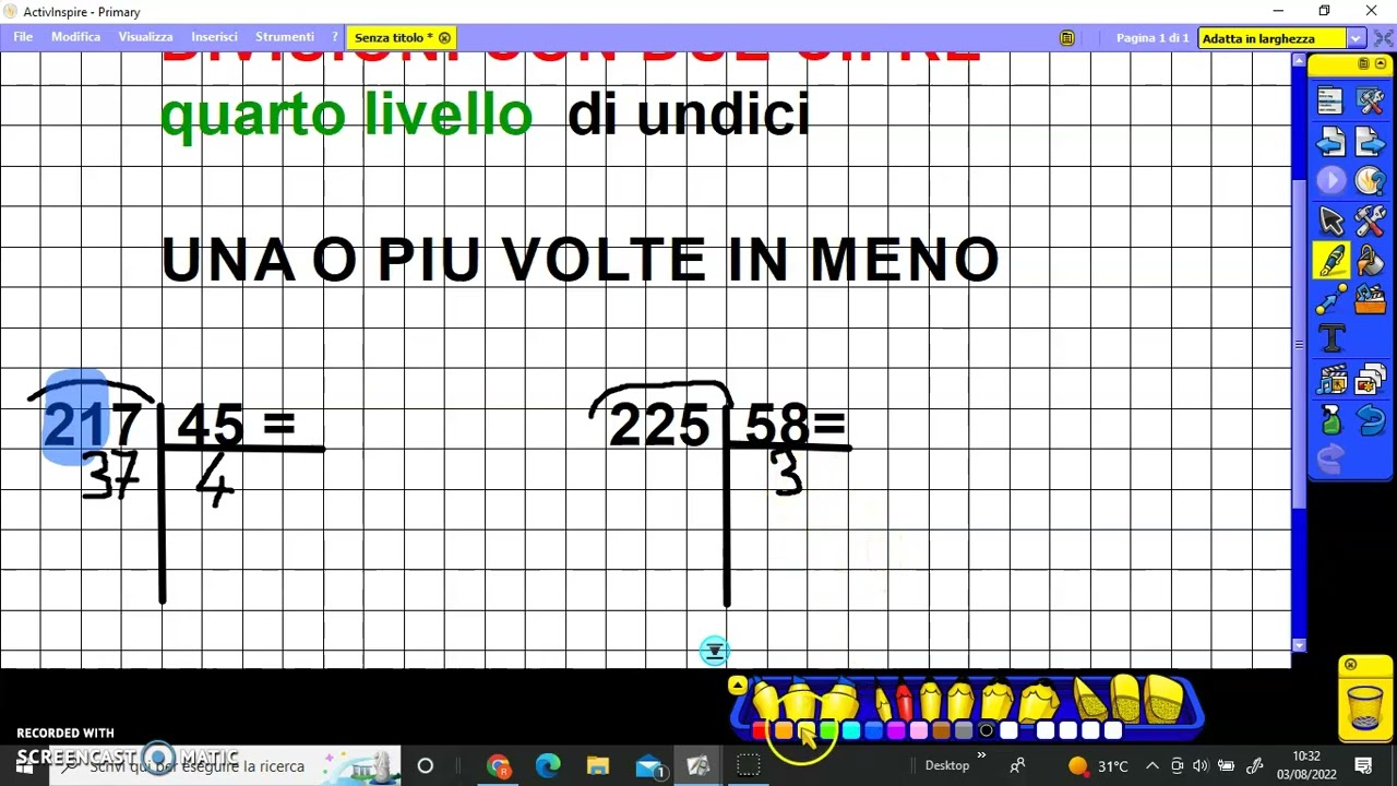 DIVISIONI CON DUE CIFRE  QUARTO LIVELLO DI UNDICI
