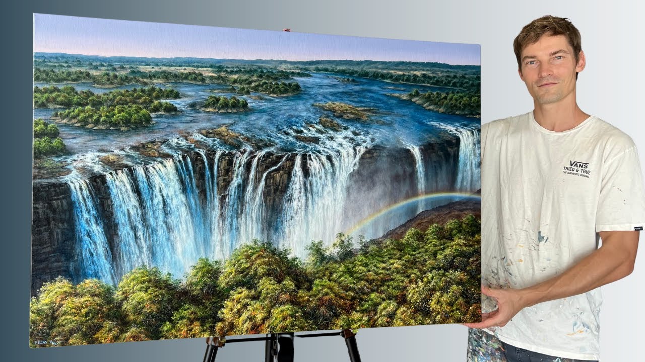 How I Paint a Realistic Waterfall in Acrylics | Painting Process
