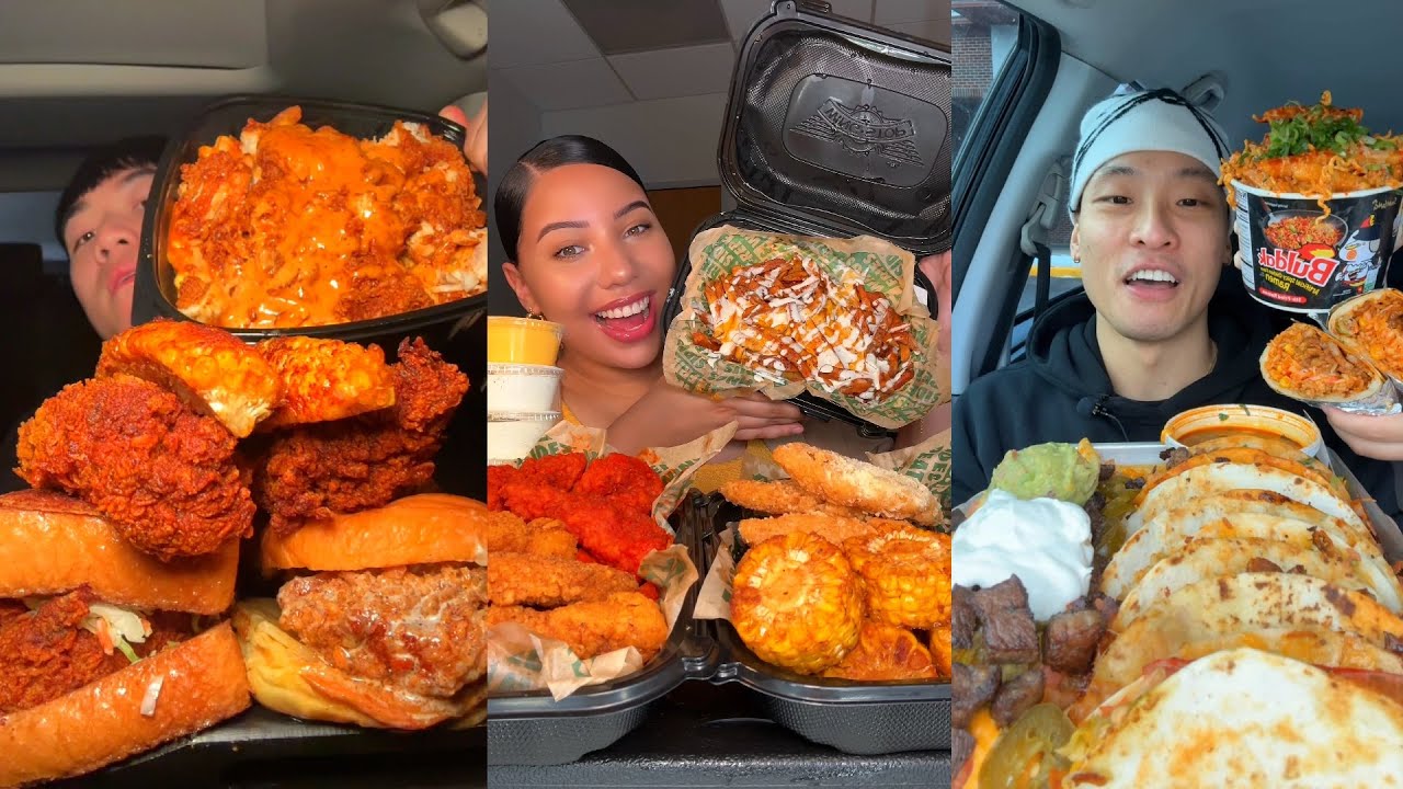 TIKTOK Mukbang Compilation | Red Chickz, Wingstop, Birria Tacos, Cane's l & More!