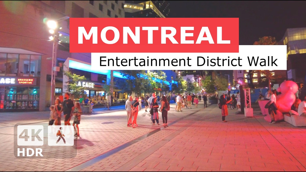[ 4K ] Entertainment District Night Walking Tour | Downtown | Montreal Quebec Canada 2024 🇨🇦