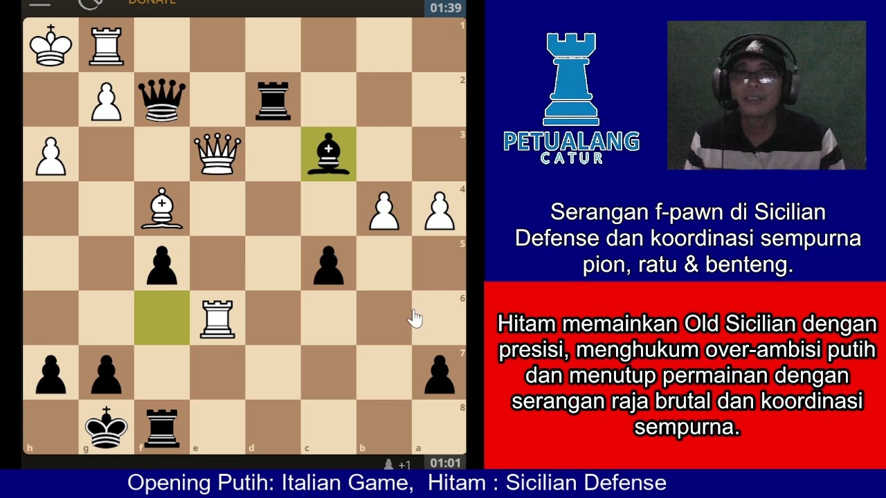 Serangan f pawn di Sicilian Defense dan koordinasi sempurna pion, ratu & benteng