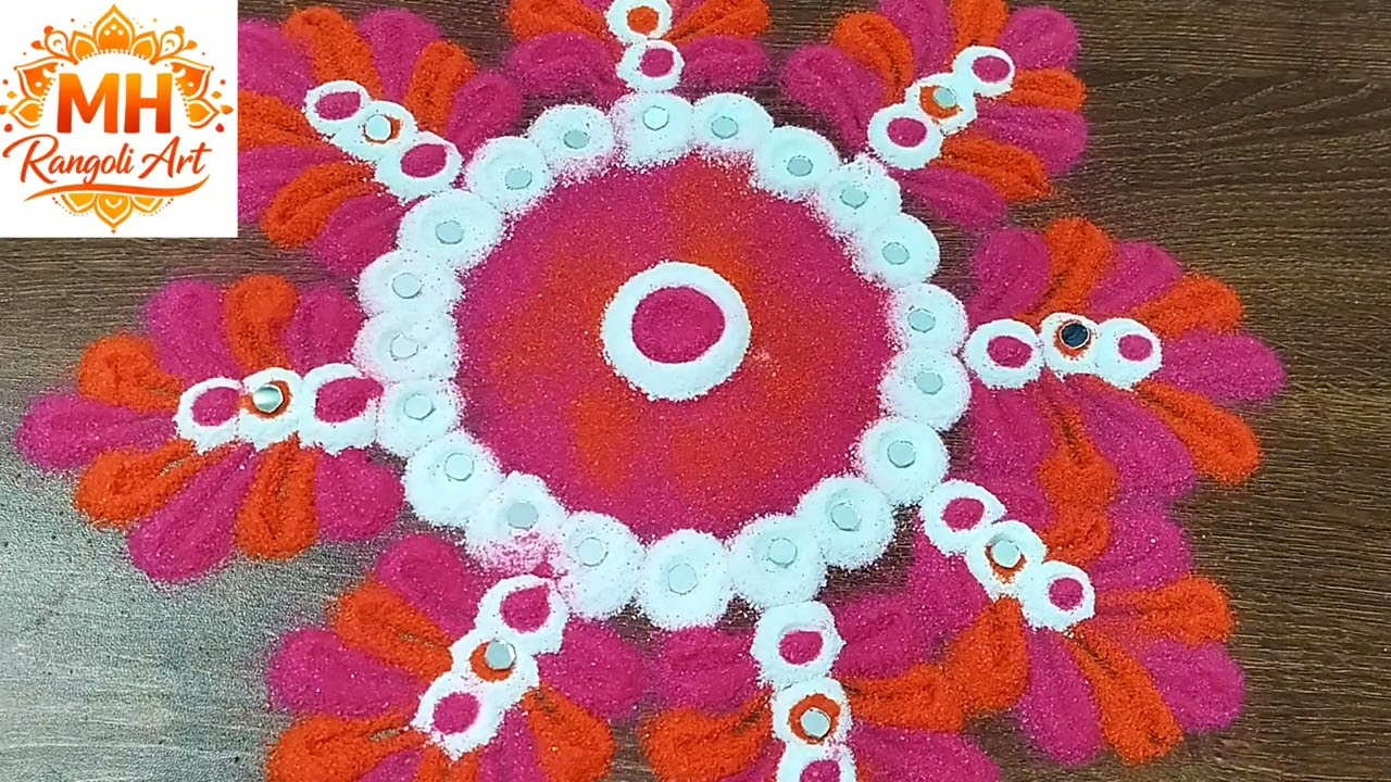 Beautiful Daily Small Easy Rangoli Design 🌼 |  MH Rangoli Art #RangoliDesign #Rangoli