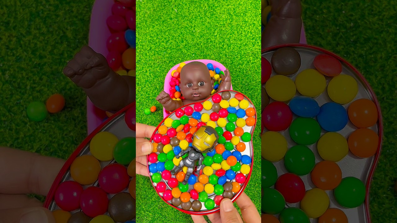 Full of 3 Rainbow BathTubs Candy with M&M's & Magic Slime Cutting Video