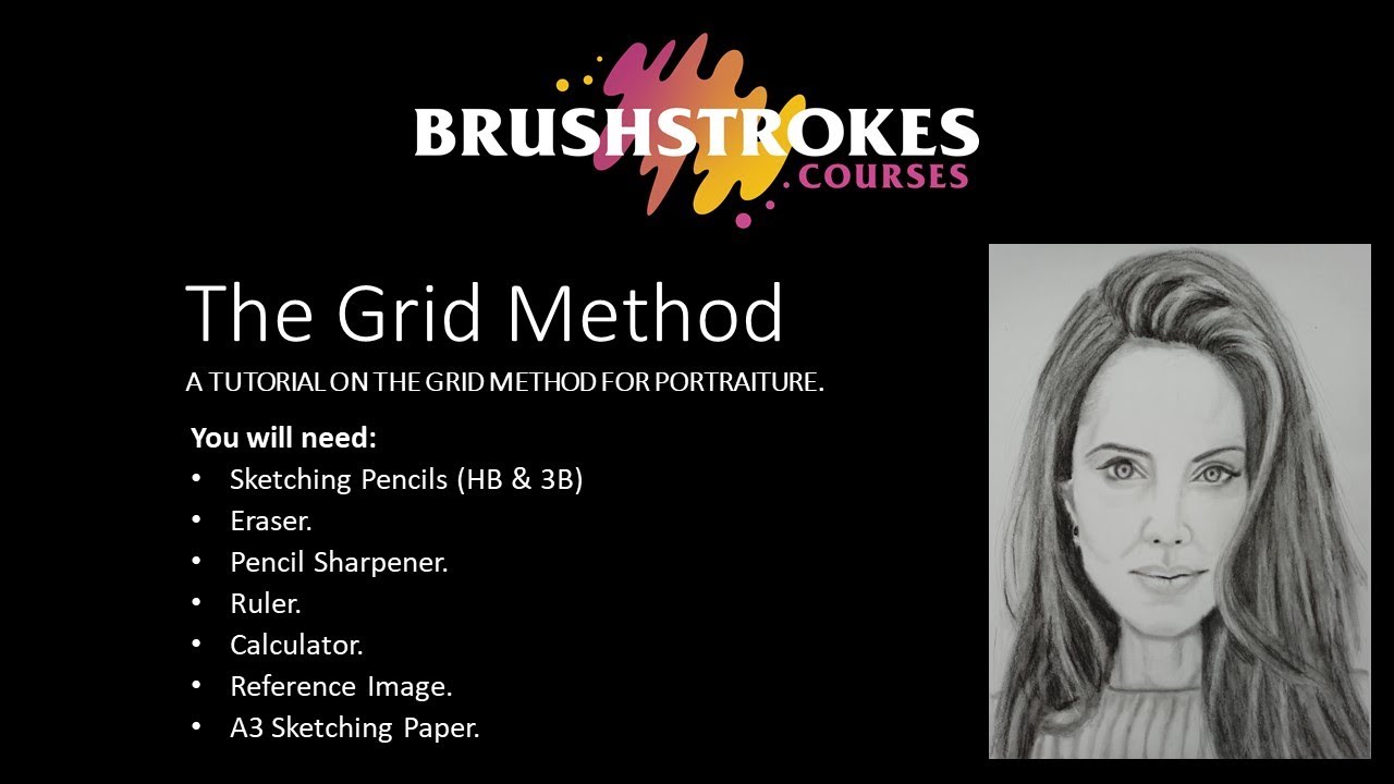 The Grid Method Tutorial - Portrait Drawing Proportions with Angelina Jolie