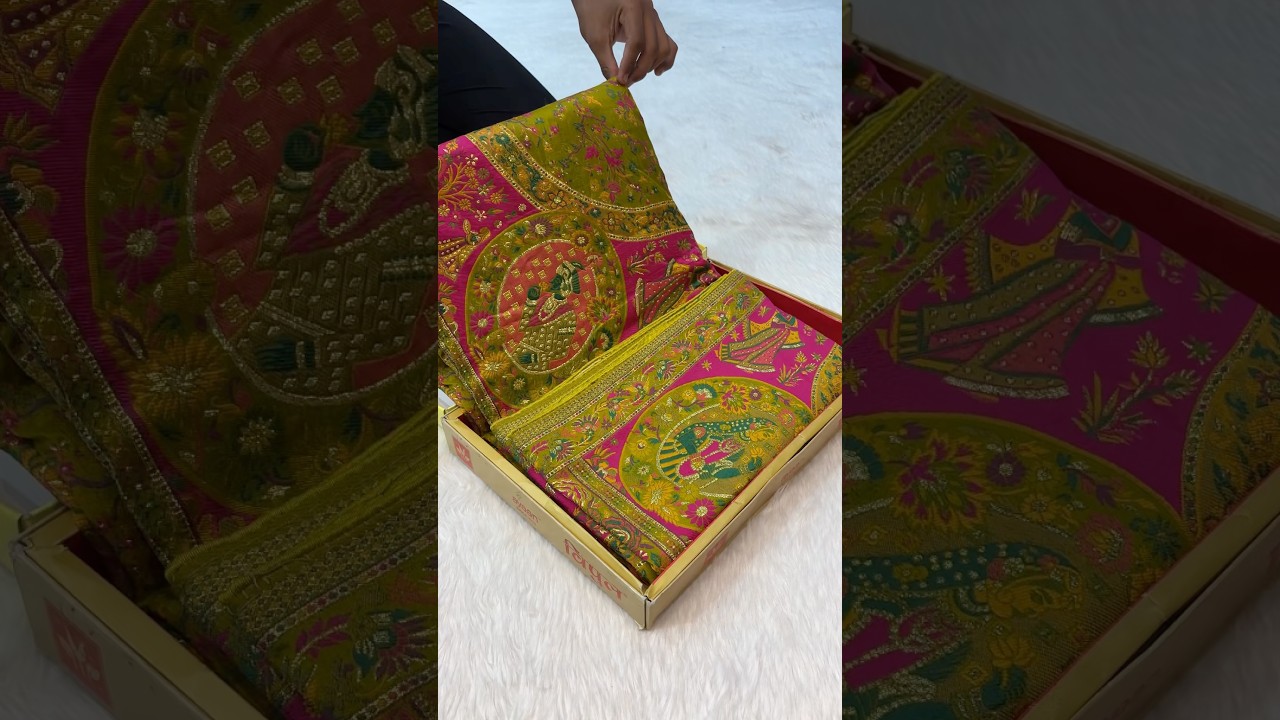 A very beautiful pure pasmina silk pineapple colour Sarees #youtube #instagram #saree #trending ￼