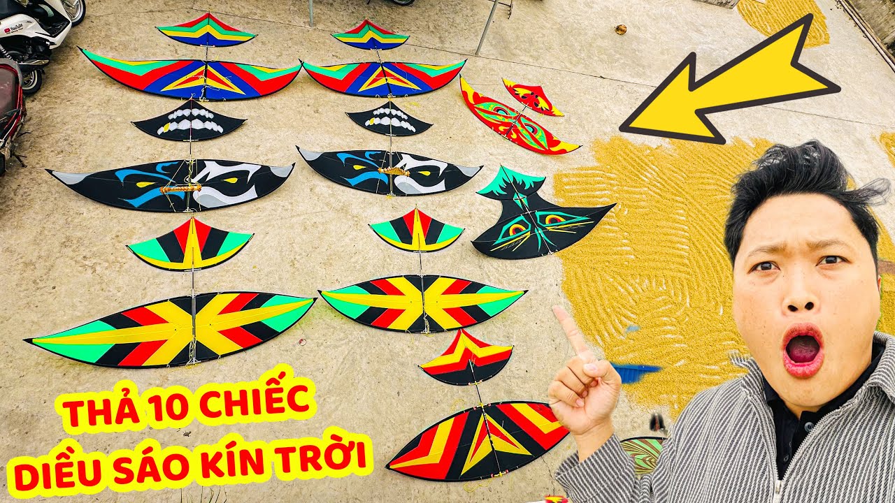 Chơi Lớn Thả Diều 3m Kín Sân Phá Làng Giữa Buổi Trưa Gió To Cực Phê