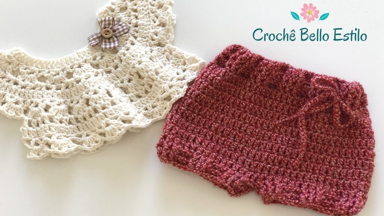 SHORT DE CROCHE INFANTIL TODOS OS TAMANHOS MUITO FACIL