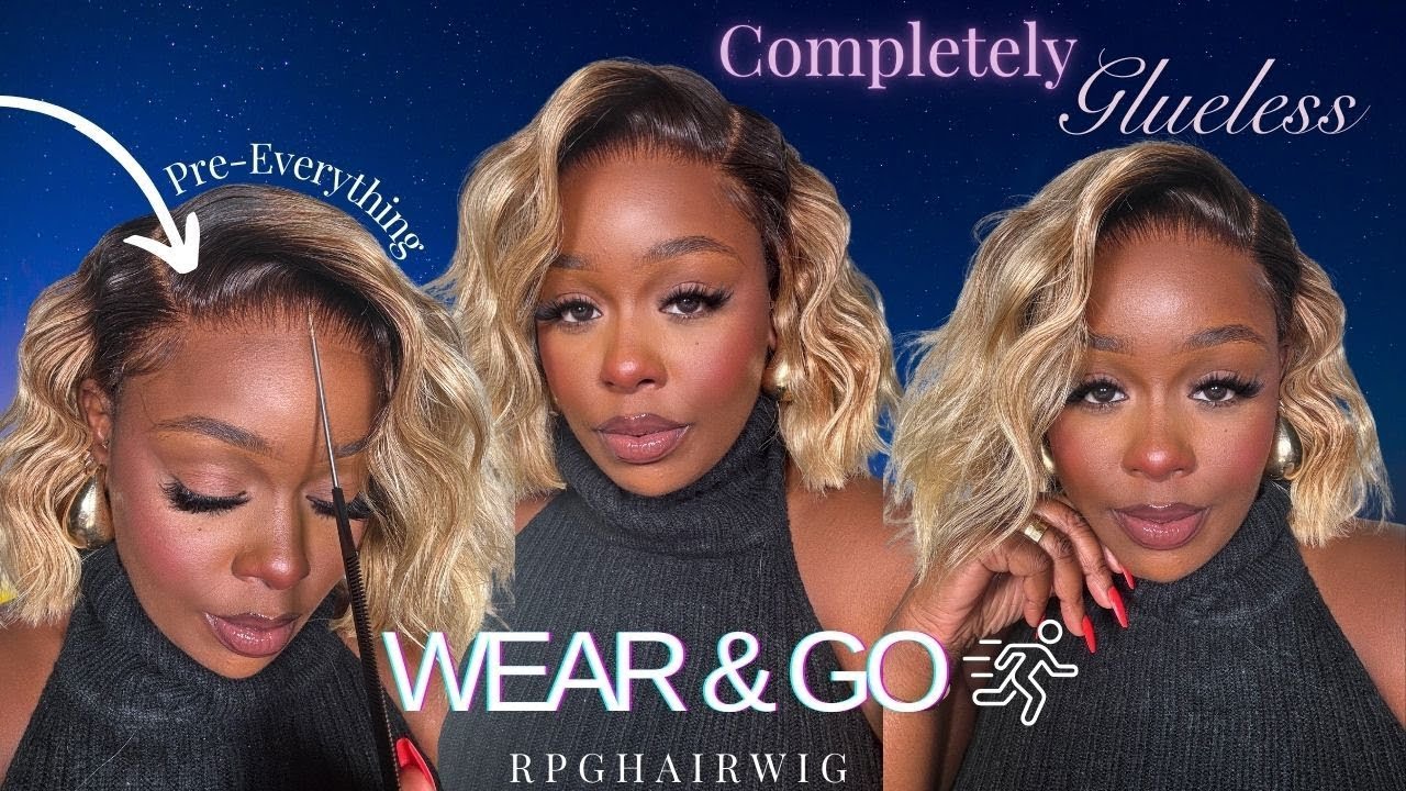 MUAT BUY!! WEAR & GO GLUELESS 9*6 CUTE DIRTY BLONDE BOB! EASY INSTALL, COMFORTABLE CAP!