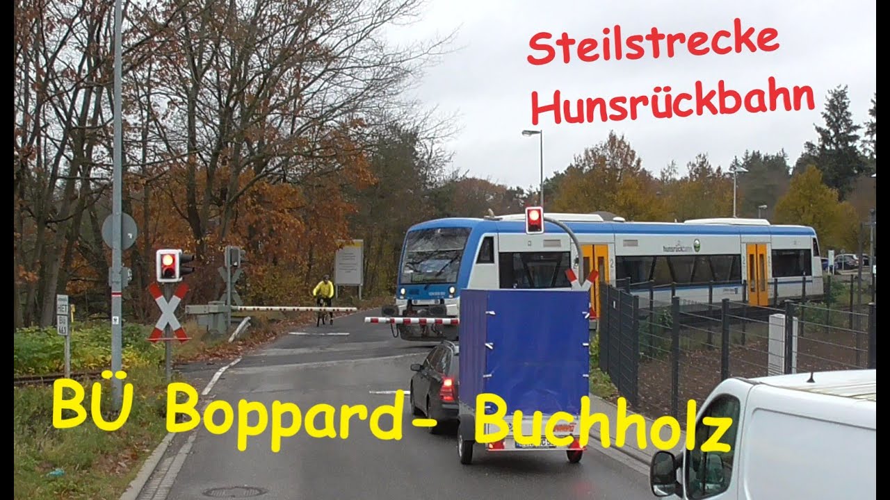 BÜ Bahnübergang Alte Römerstrasse Boppard- Buchholz | level crossing railroad Halbschranke Bahn