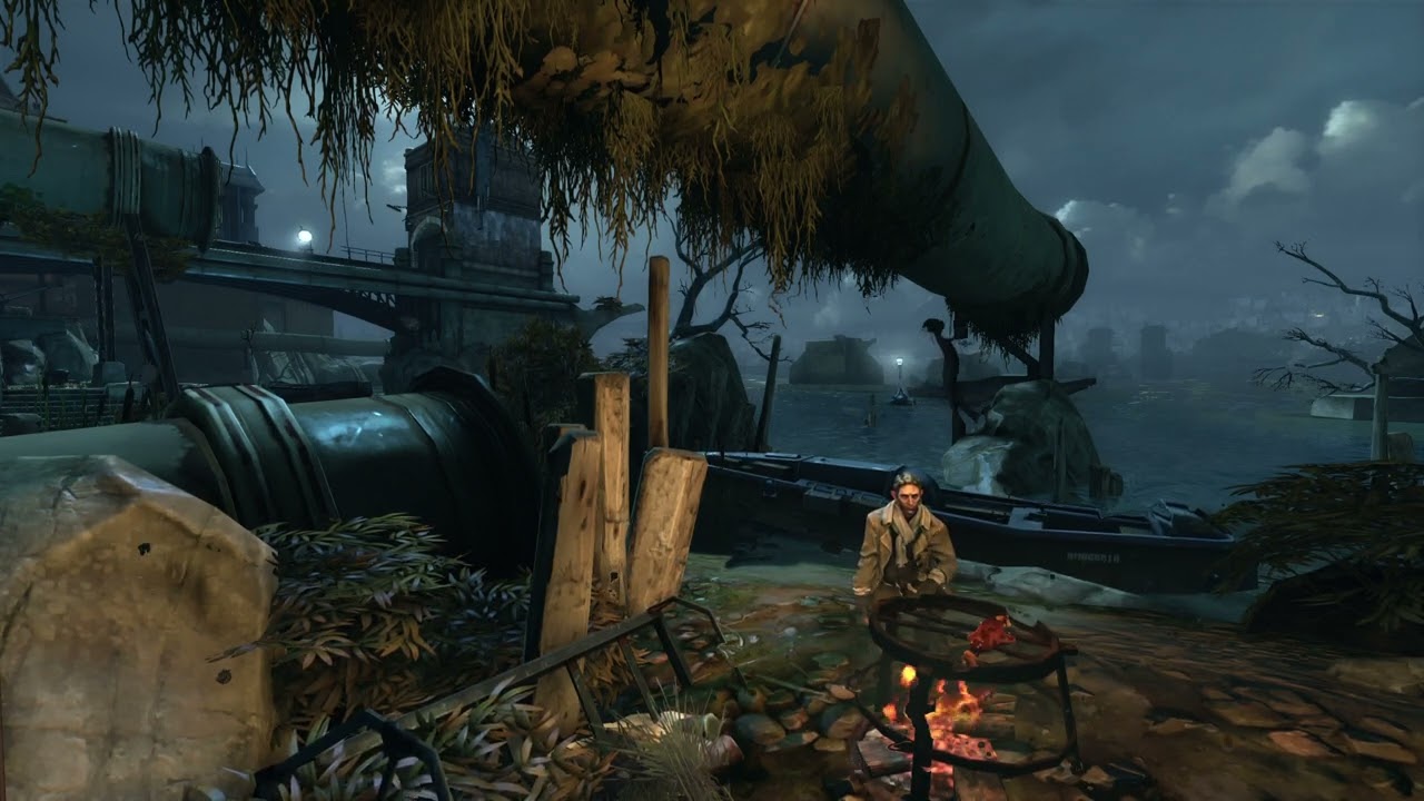 Dishonored Ambience | Rainy Night on Clavering Boulevard with Samuel & Campfire | ASMR | 1440p