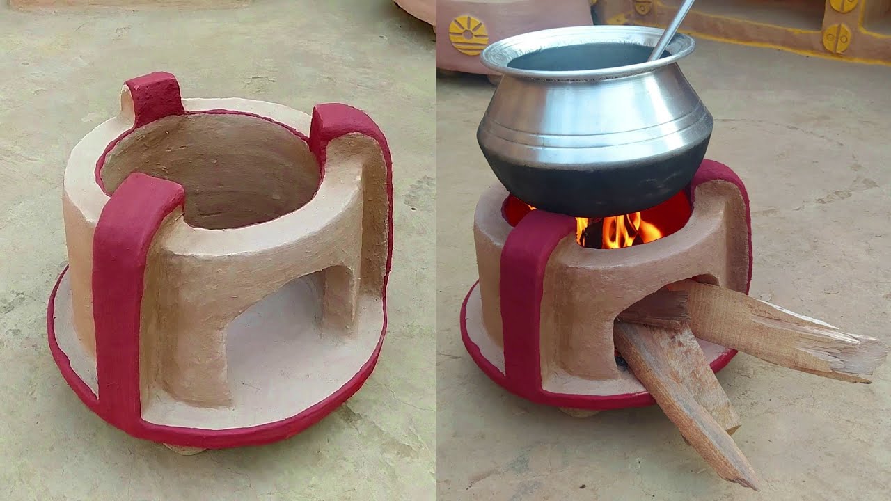 Building Simple Outdoor clay Firewood Stove | Use only mud | beautiful design | village food book