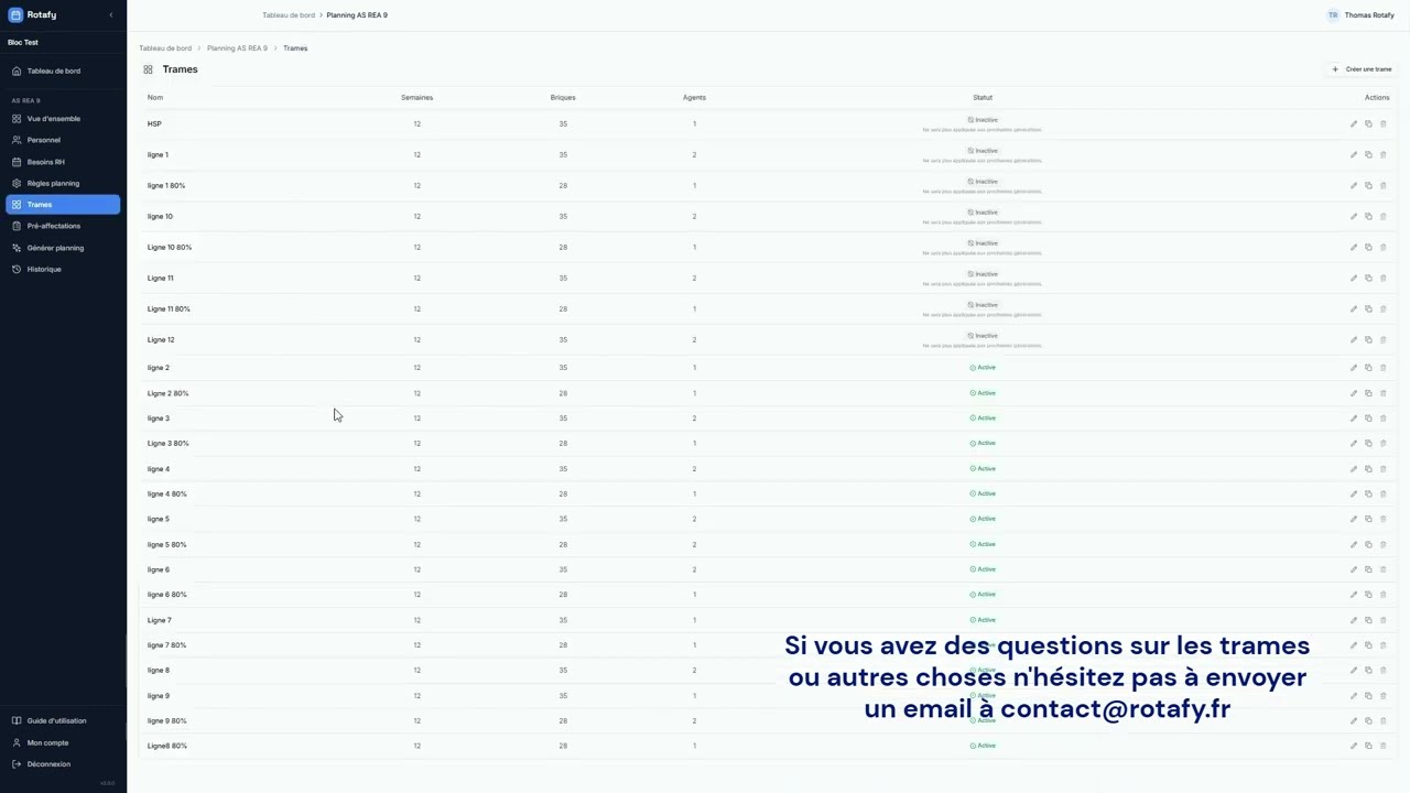 Rotafy Trames planning santé