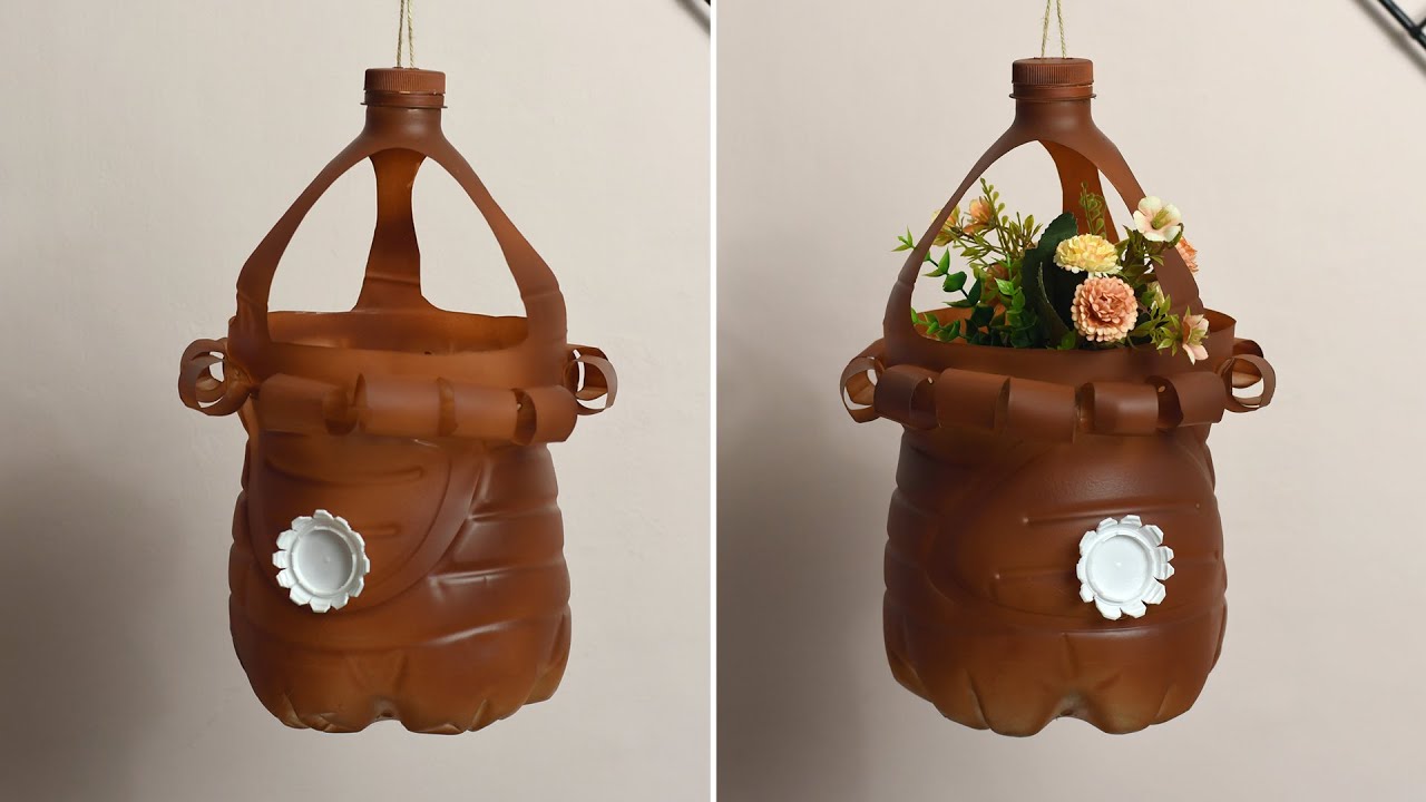 Big Spiral Hanging Plant Pot | Recycled Craft Ideas Plastic Bottles
