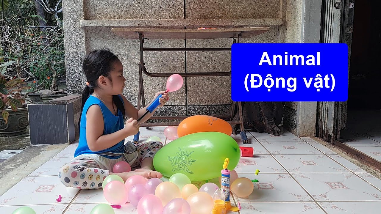 Muội bơm bong bóng và học con vật 💚 Xí Muội XM