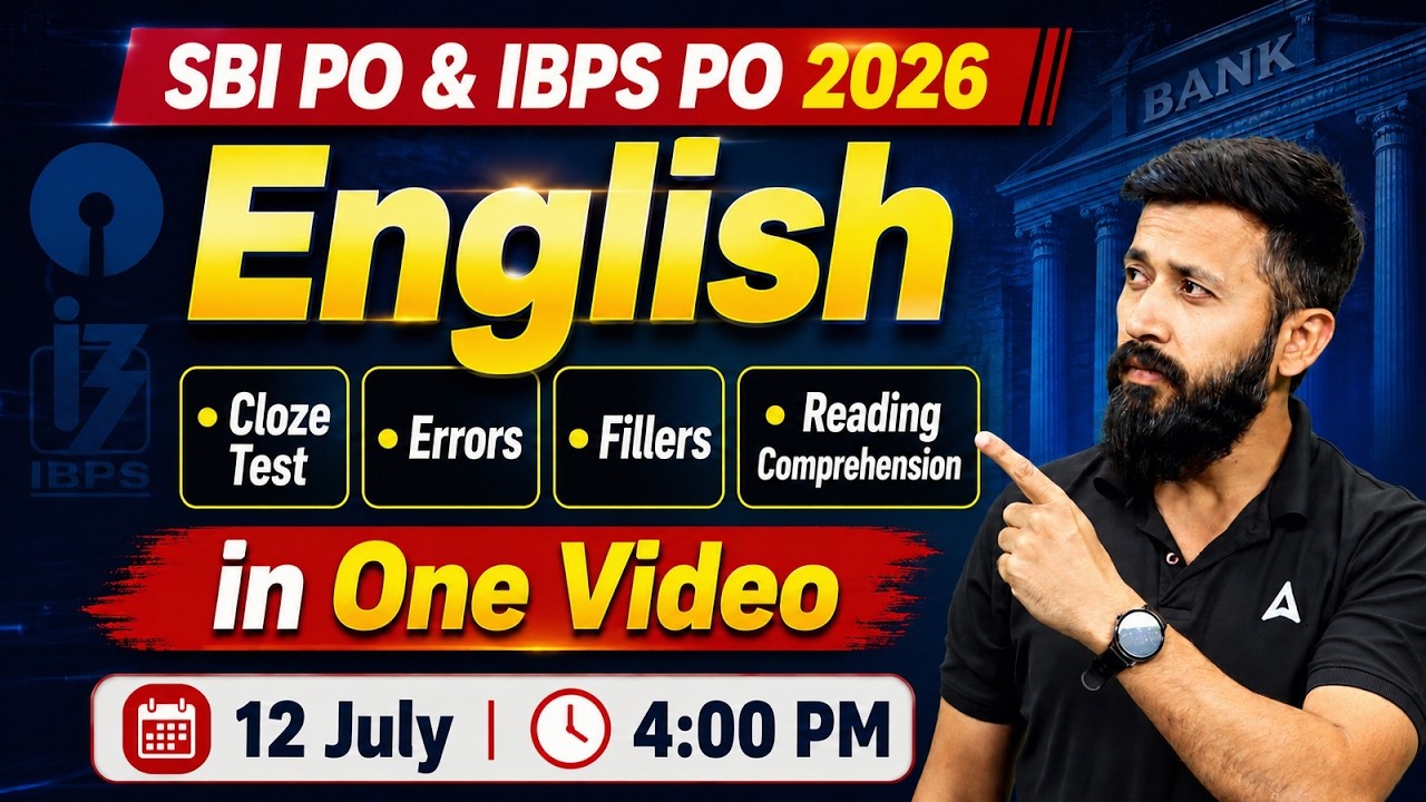 SBI PO & IBPS PO 2026 | English 3 Hours Marathon | English Cloze Test, Errors, Fillers & RC
