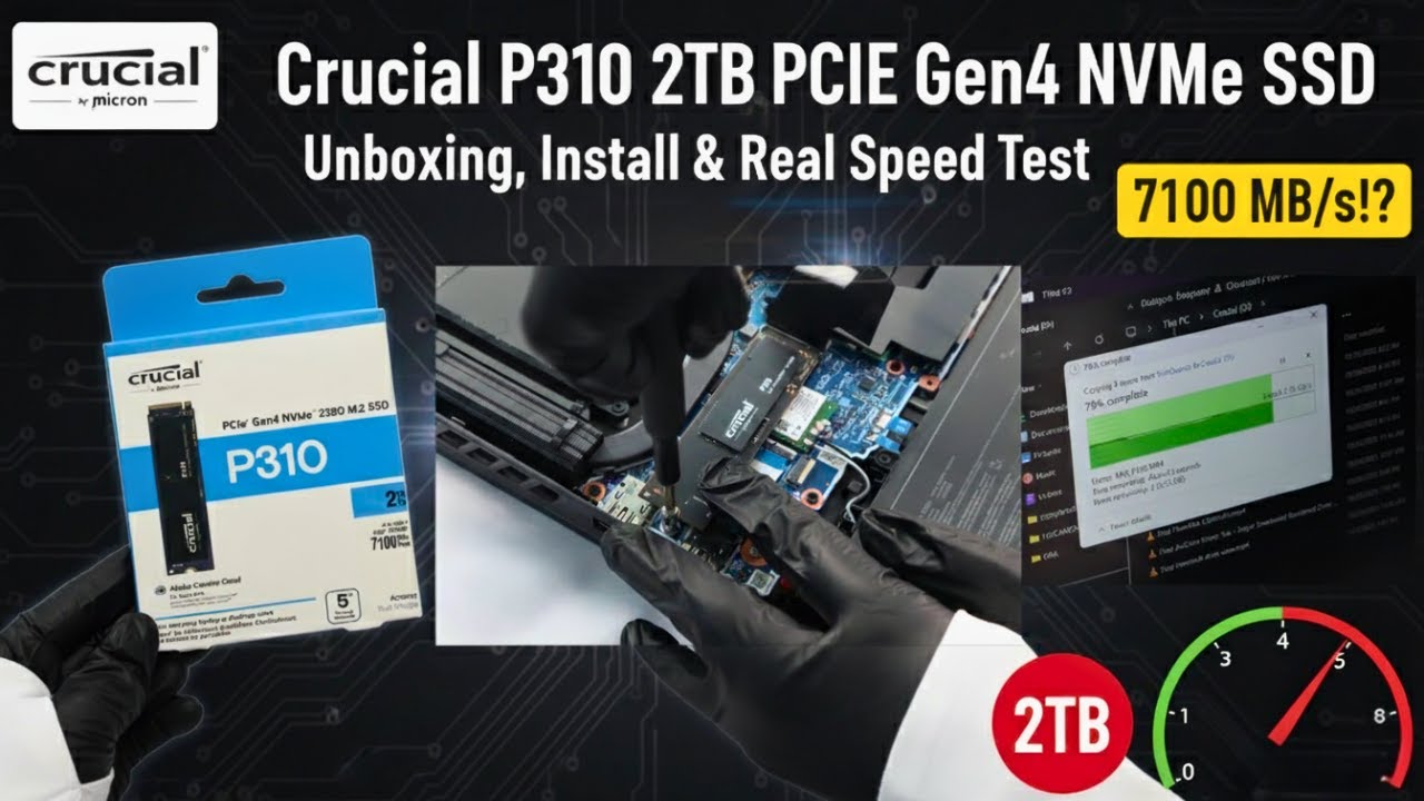 Crucial P310 2TB PCIe Gen4 NVMe SSD &ndash; Unboxing, Install & Real Speed Test