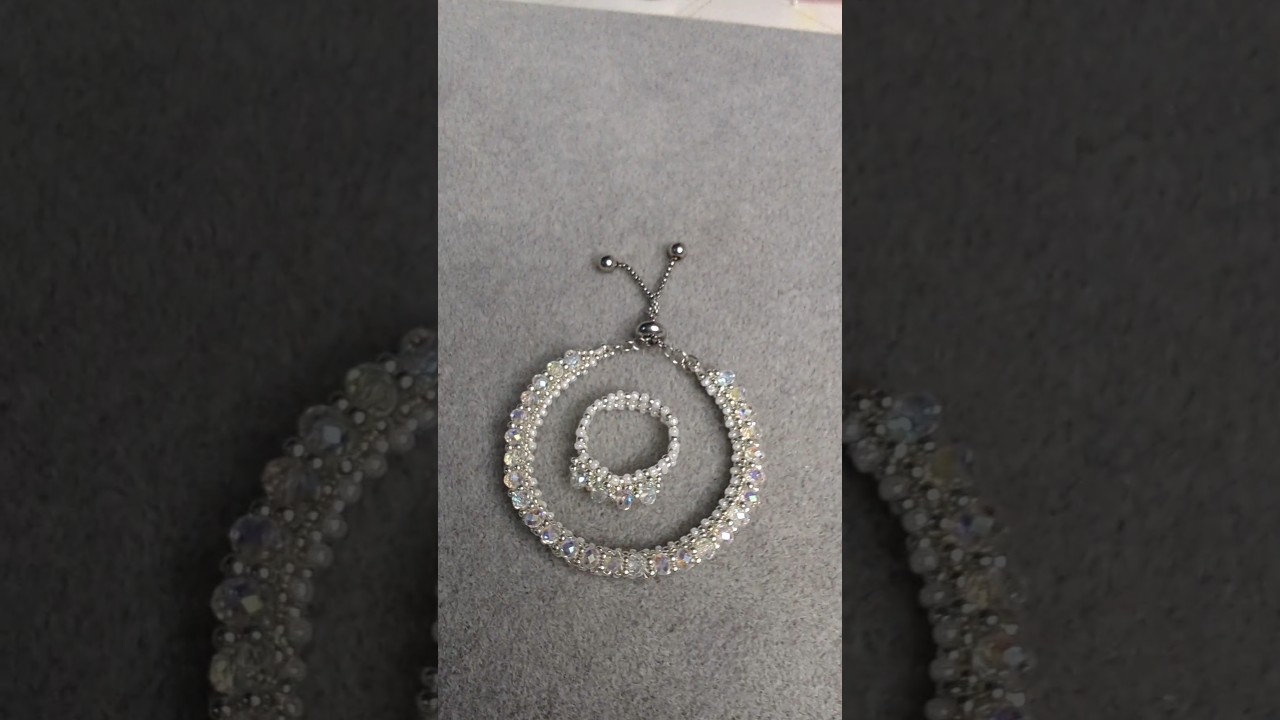 Bracelet Tennis élégant 💎 en perles et sa bague 💍 #diy #bracelet #perles #bague #miyuki #crystals