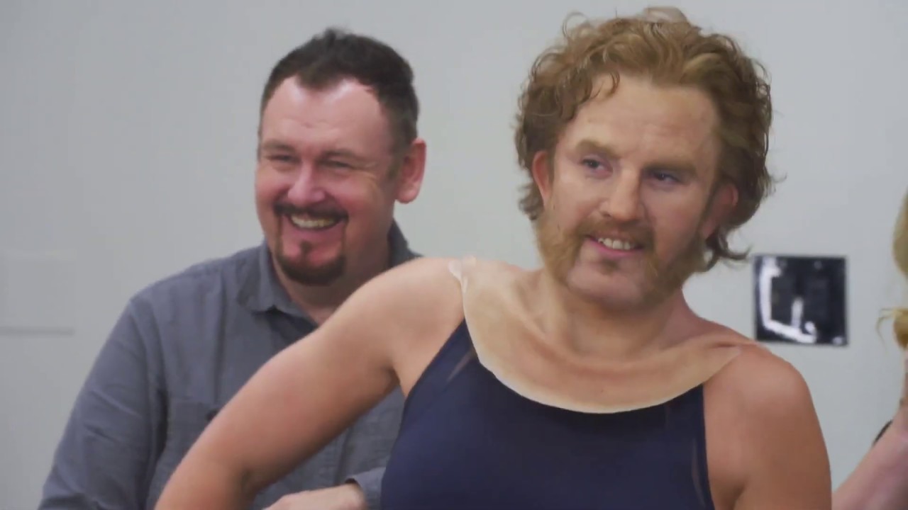 Beautiful woman into prosthetics man makeup Part 2 ( Trial Mask)